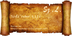 Szünder Lili névjegykártya